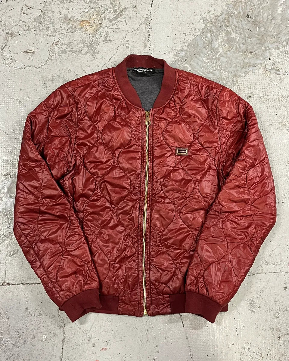 2000s Dolce & Gabana Quilted Red Bomber Jacket GEJDXit 0