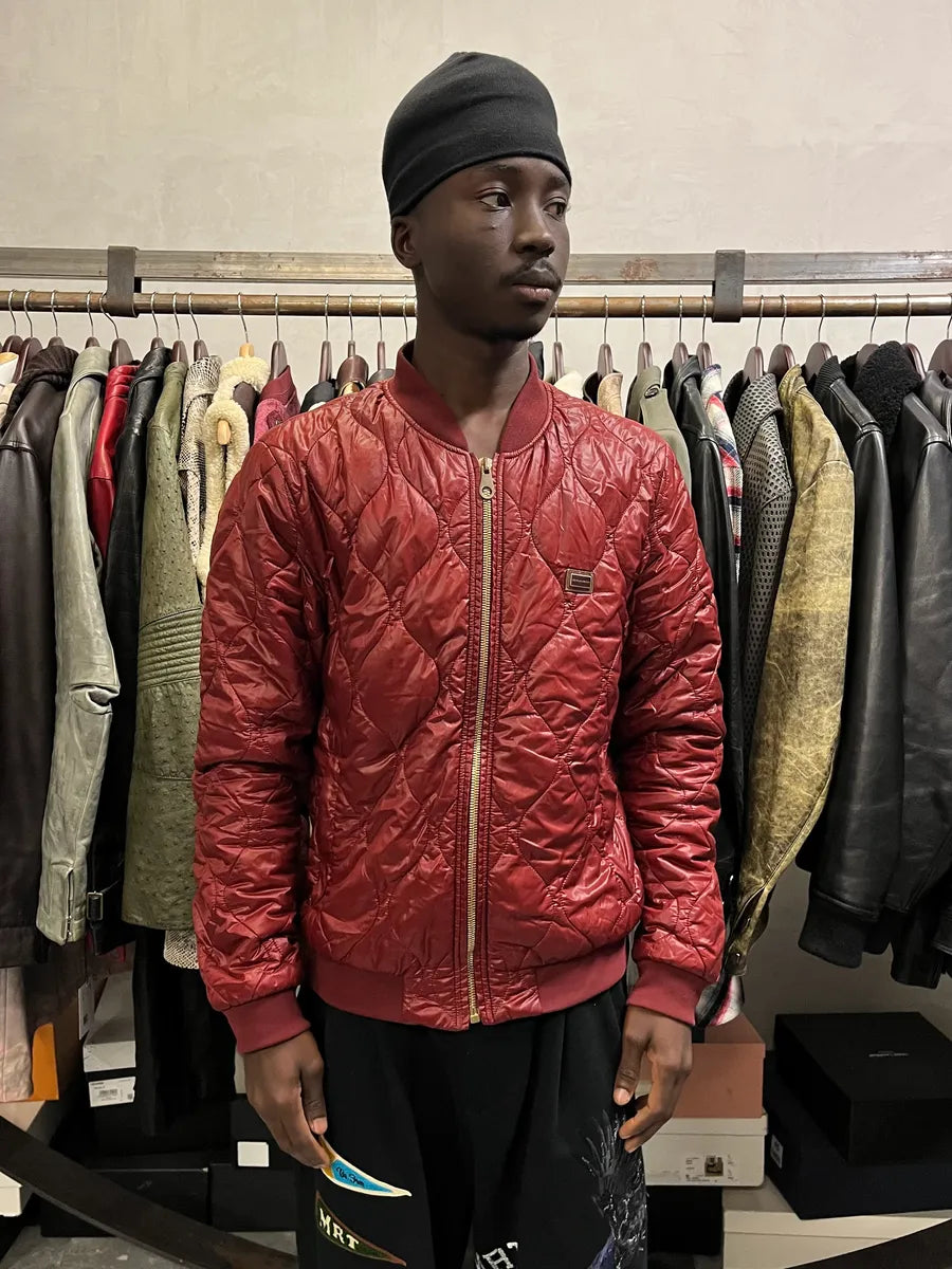 2000s Dolce & Gabana Quilted Red Bomber Jacket GEJDXit 1