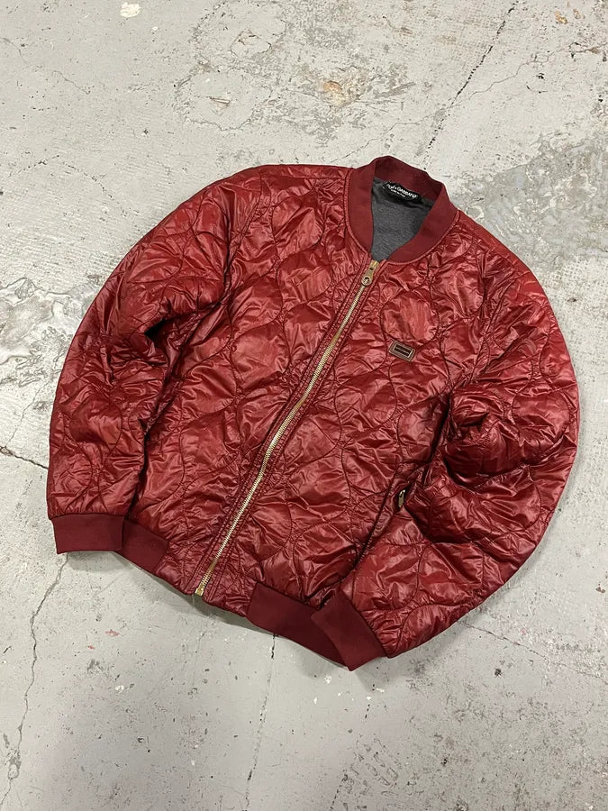 2000s Dolce & Gabana Quilted Red Bomber Jacket GEJDXit 3