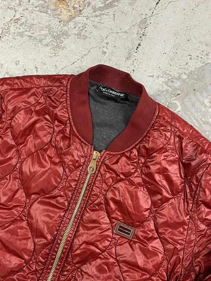 2000s Dolce & Gabana Quilted Red Bomber Jacket GEJDXit 4