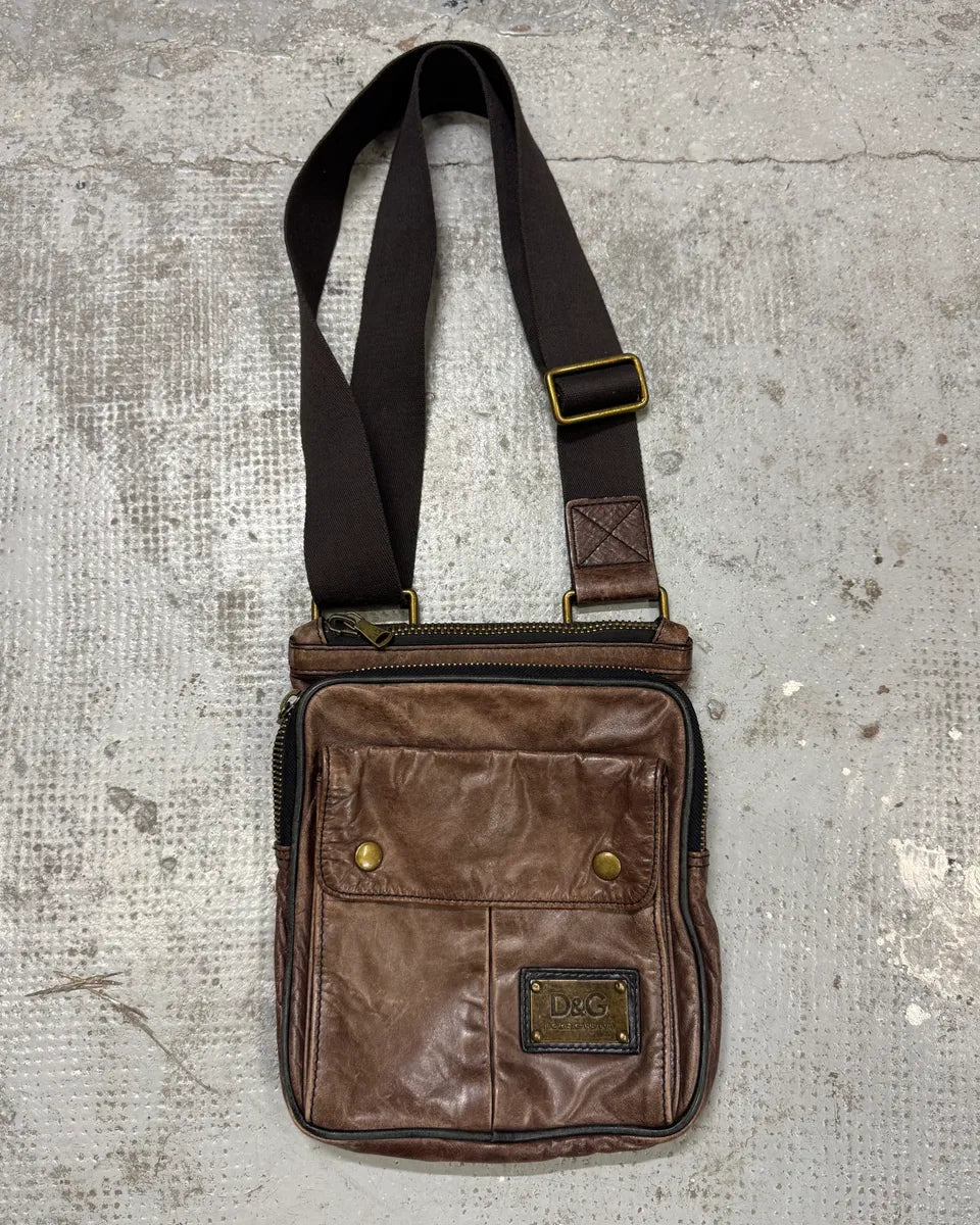 2000s Dolce & Gabanna Brown Leather Shoulder Bag kbnvpBE 0