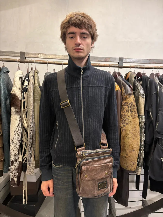 2000s Dolce & Gabanna Brown Leather Shoulder Bag kbnvpBE 1