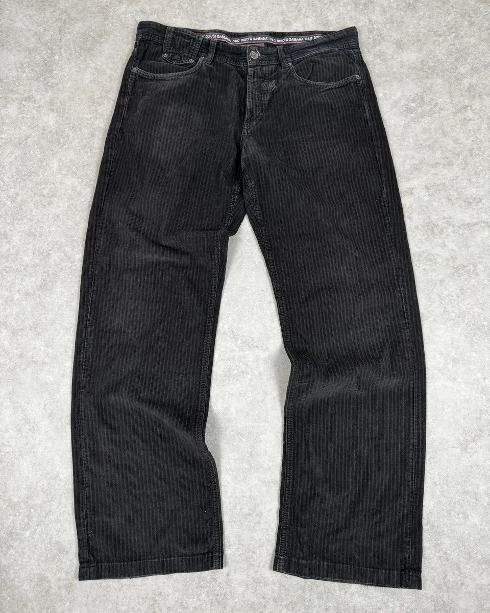 2000s Dolce & Gabanna Black Striped Relaxed Pants Strnrnu 0