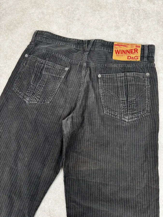 2000s Dolce & Gabanna Black Striped Relaxed Pants Strnrnu 6