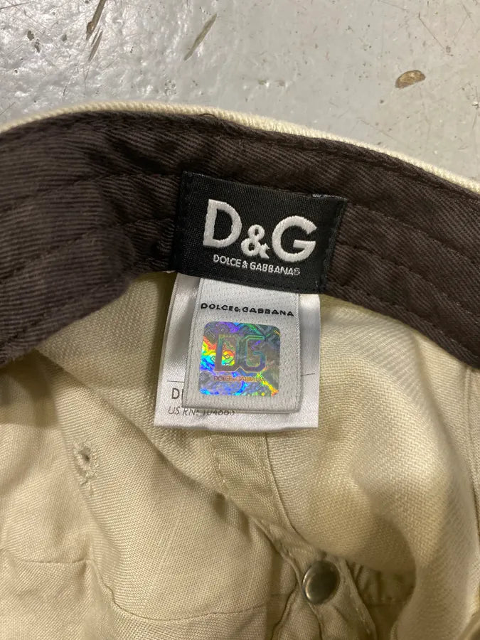 2000s Dolce & Gabbaan Beige Logo Destroyed Cap lYhHMxl 5