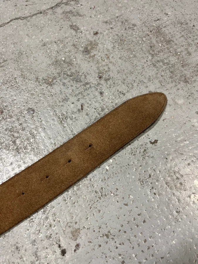 2000s Dolce & Gabban& Golden Milano Buckle Brown Leather Belt CvUIXlk 6