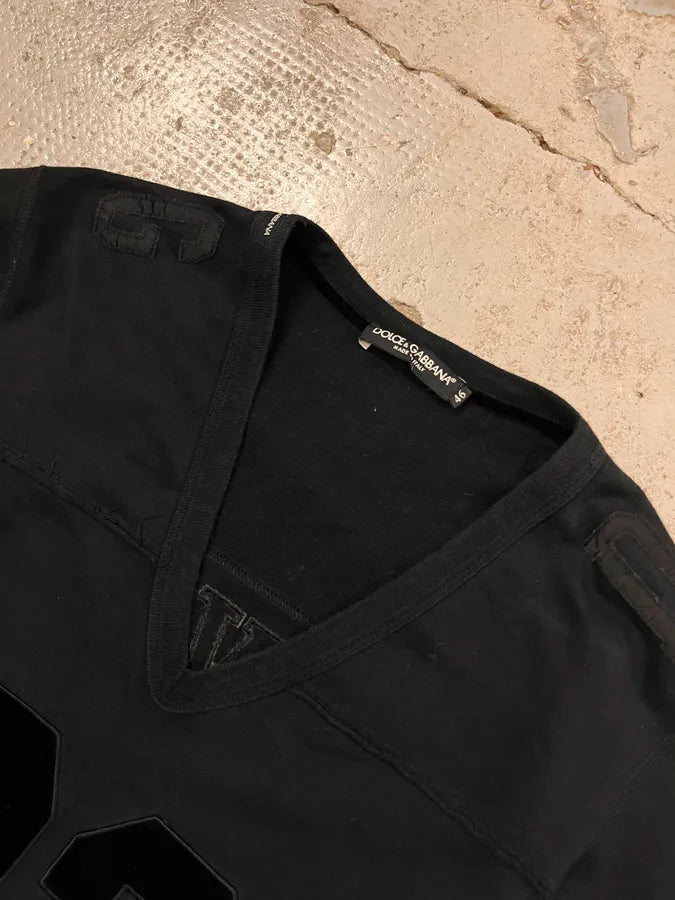 2000s Dolce & Gabbana 23 Black V-Neck T-Shirt URFENpX 3