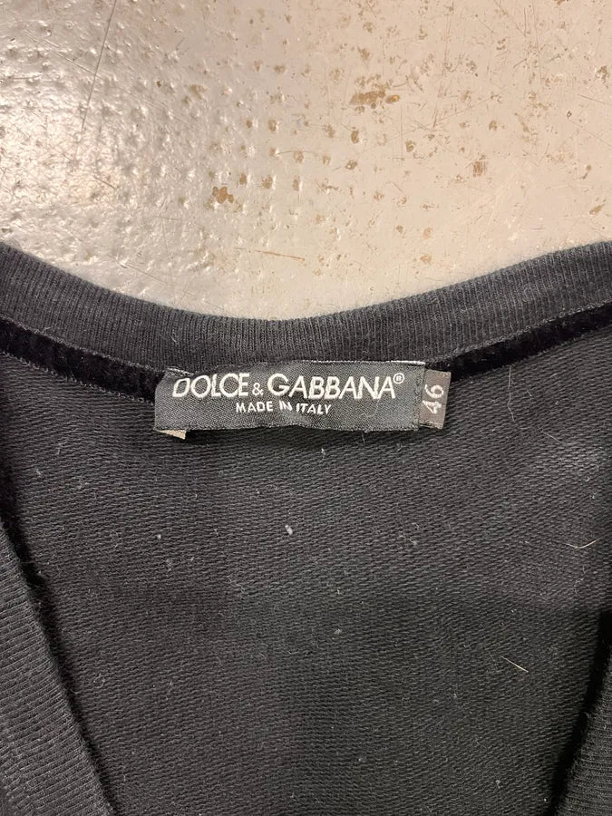 2000s Dolce & Gabbana 23 Black V-Neck T-Shirt URFENpX 6