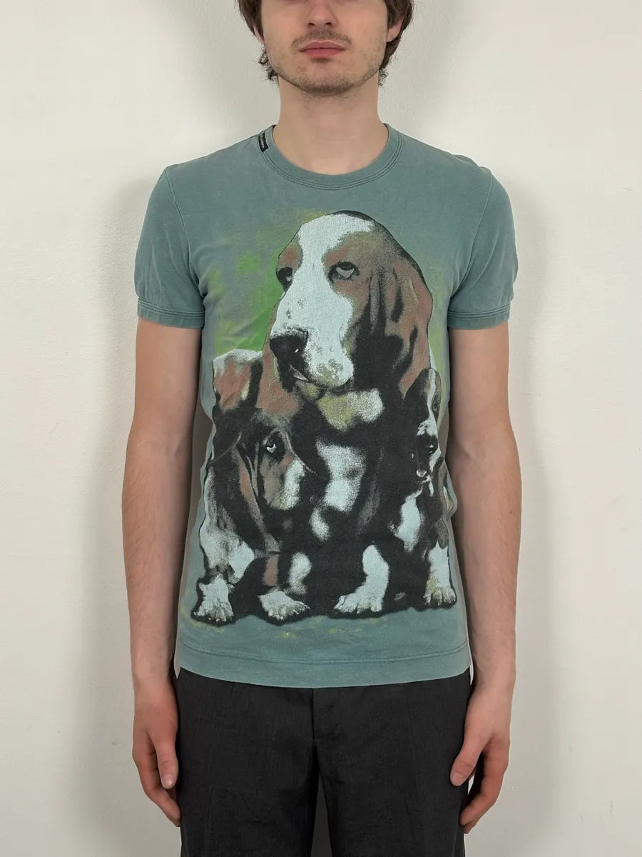 2000s Dolce & Gabbana 3 Dogs Khaki T-Shirt LdbGPNF 1
