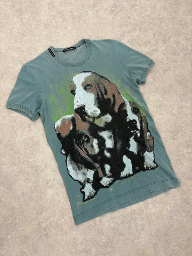 2000s Dolce & Gabbana 3 Dogs Khaki T-Shirt LdbGPNF 3