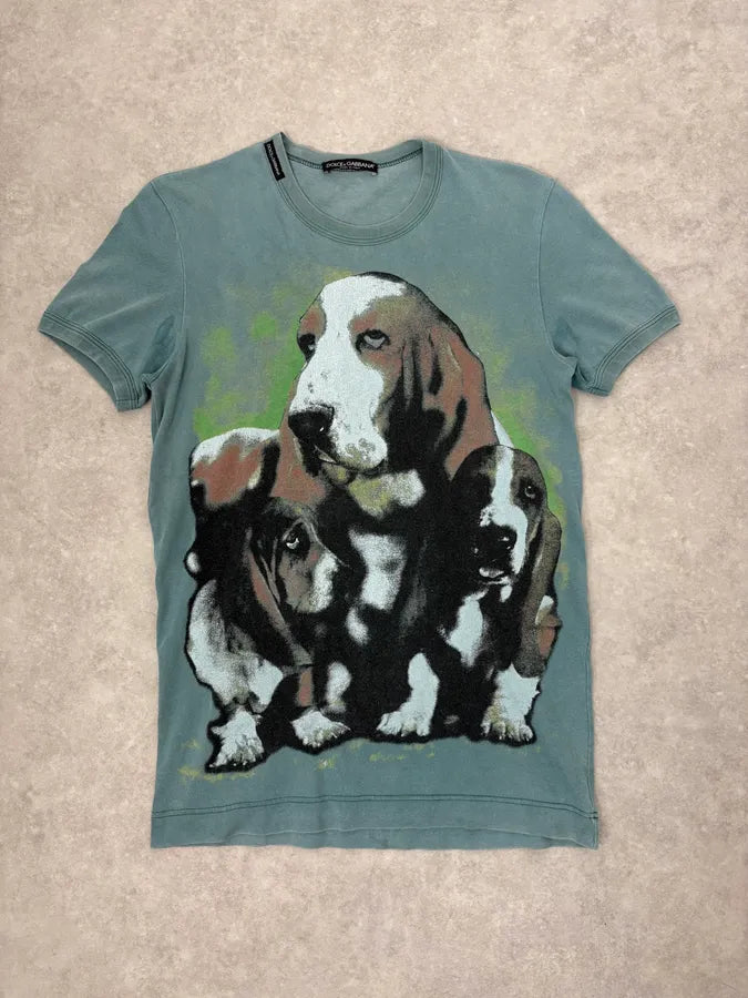 2000s Dolce & Gabbana 3 Dogs Khaki T-Shirt LdbGPNF 0