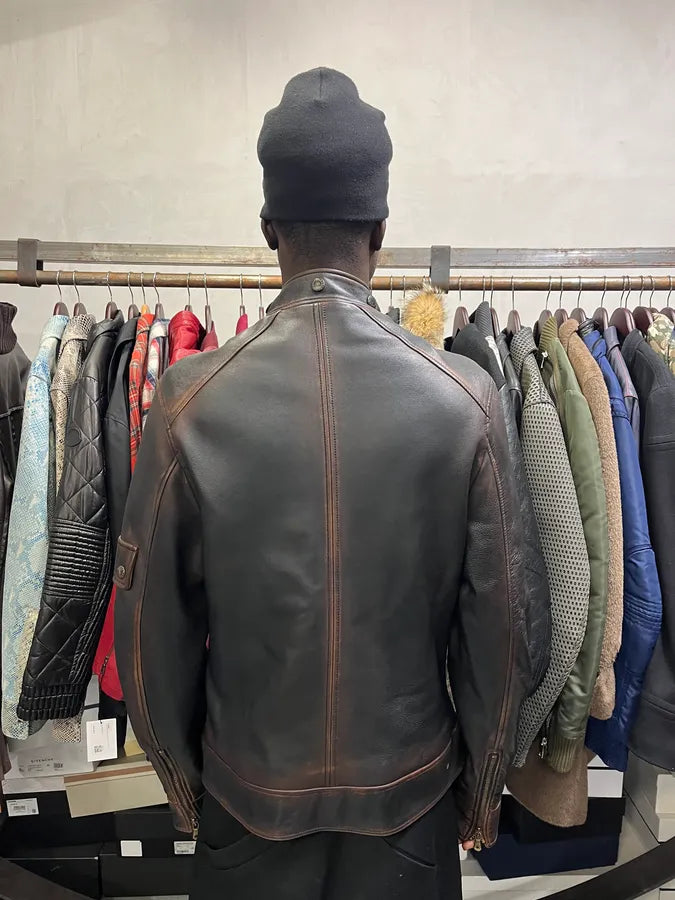 2000s Dolce & Gabbana Aged Brown Leather Jacket miYqksi 2