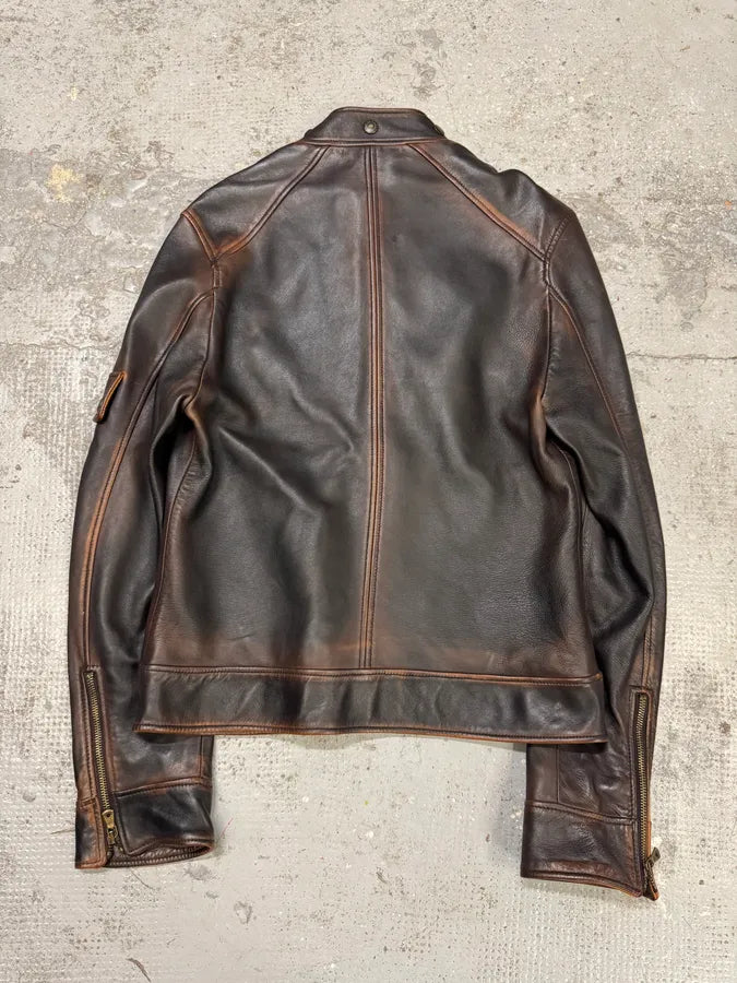 2000s Dolce & Gabbana Aged Brown Leather Jacket miYqksi 4