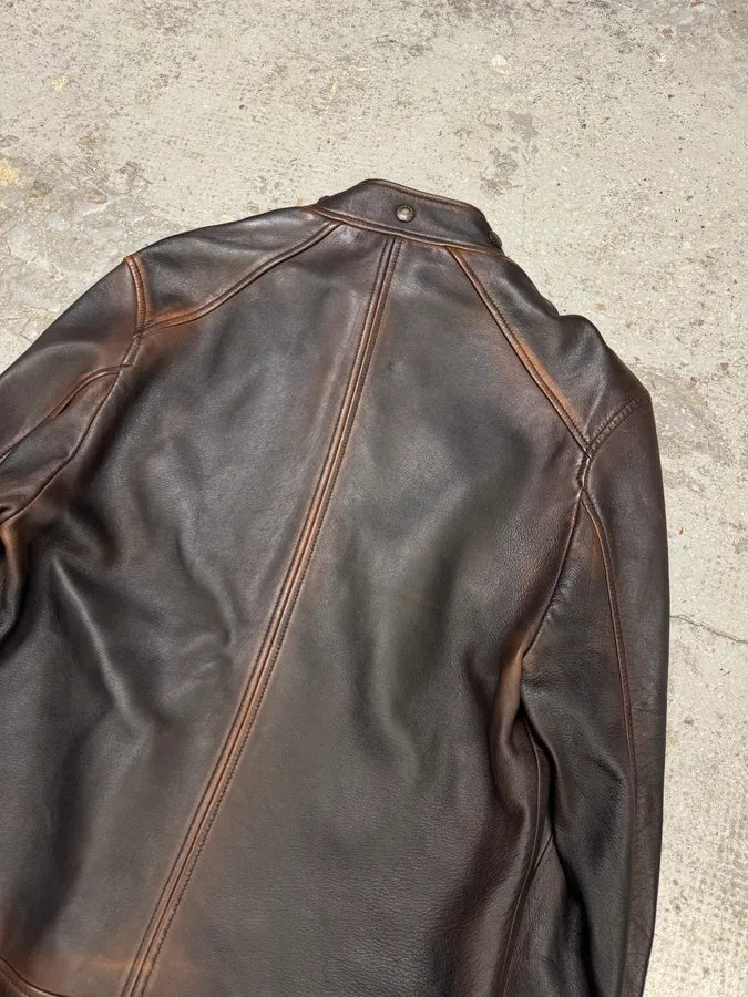 2000s Dolce & Gabbana Aged Brown Leather Jacket miYqksi 5