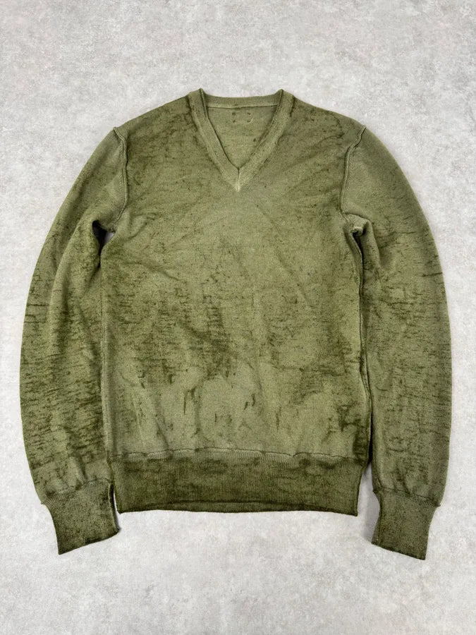 2000s Dolce & Gabbana Aged V-Neck Green Sweater OlRNHhq 0