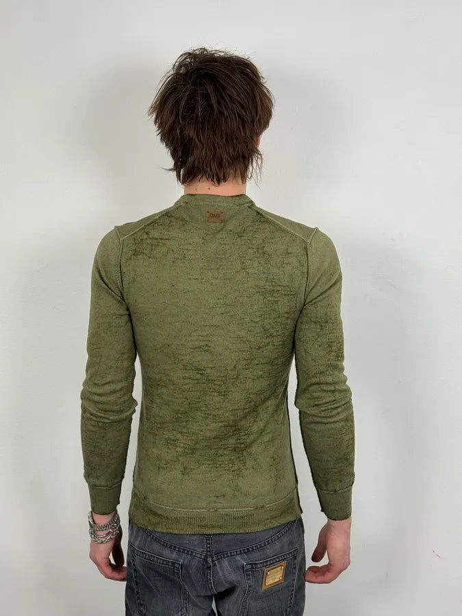 2000s Dolce & Gabbana Aged V-Neck Green Sweater OlRNHhq 2