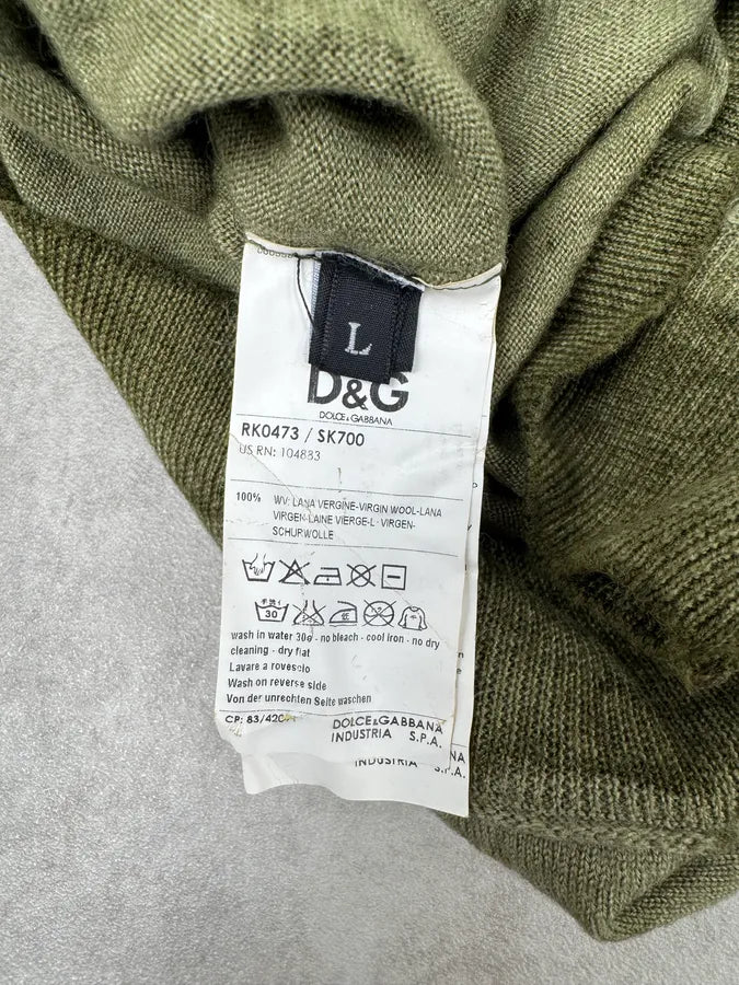 2000s Dolce & Gabbana Aged V-Neck Green Sweater OlRNHhq 5