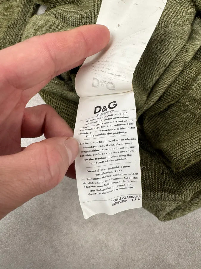 2000s Dolce & Gabbana Aged V-Neck Green Sweater OlRNHhq 8