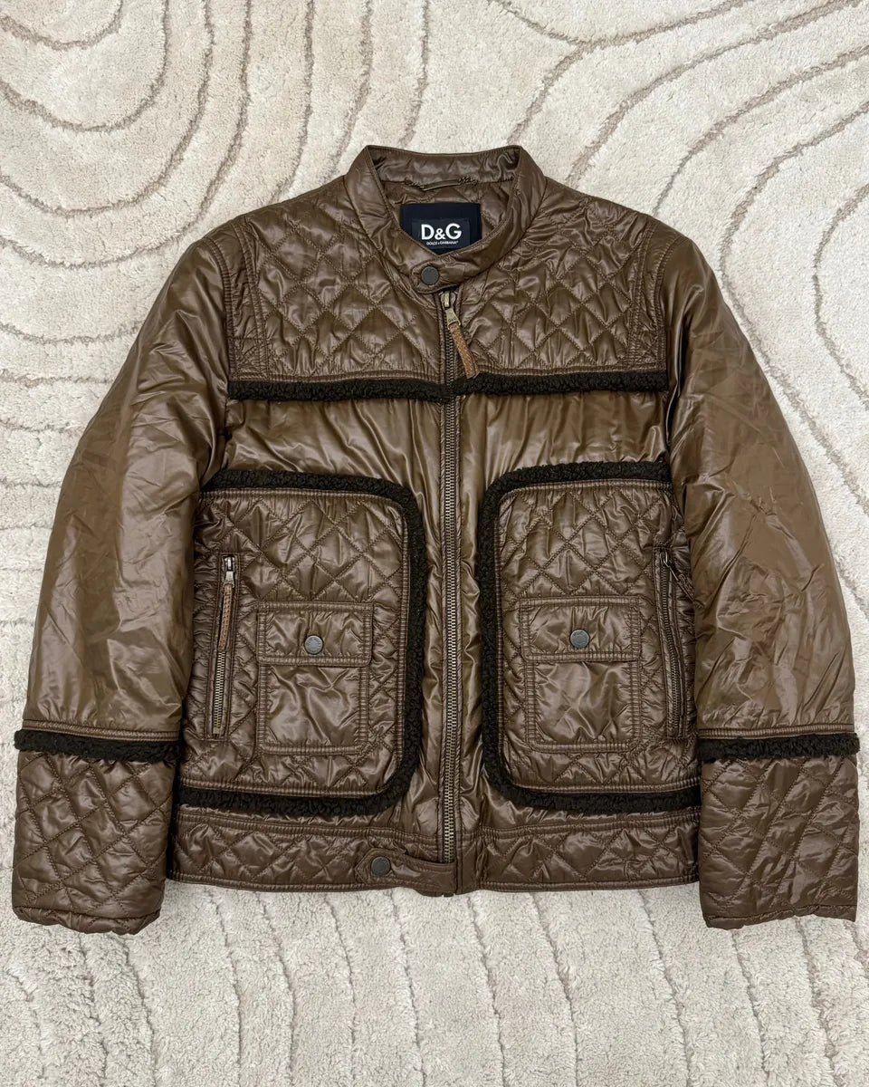 2000s Dolce & Gabbana Agent Brown Light Bomber Jacket mwQuNAG 0