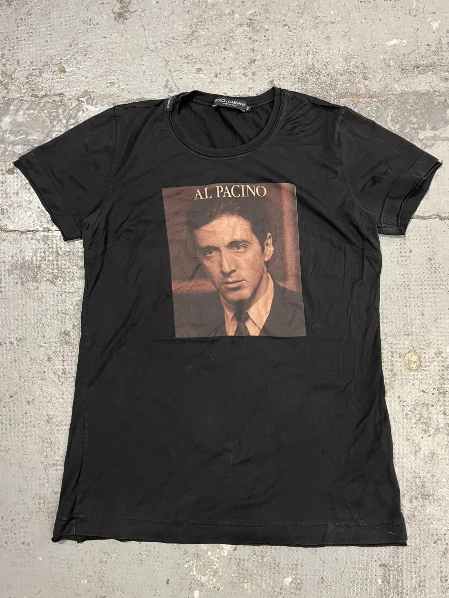 2000s Dolce & Gabbana Al Pacino Graphic Print Black Cotton T-Shirt  alEzSnv 0