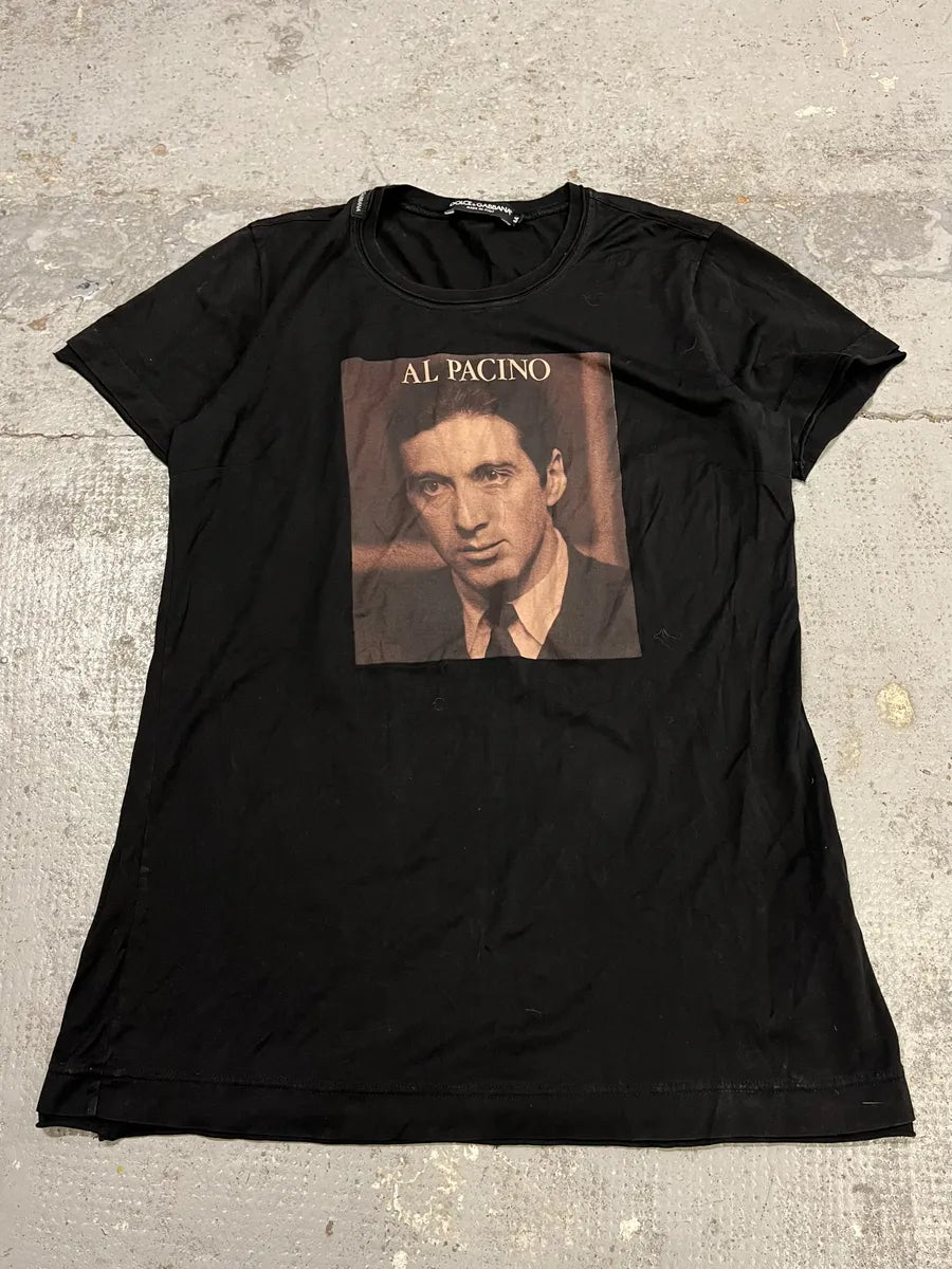 2000s Dolce & Gabbana Al Pacino Graphic Print Black Cotton T-Shirt  alEzSnv 3