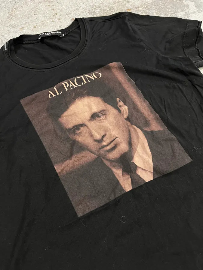 2000s Dolce & Gabbana Al Pacino Graphic Print Black Cotton T-Shirt  alEzSnv 5