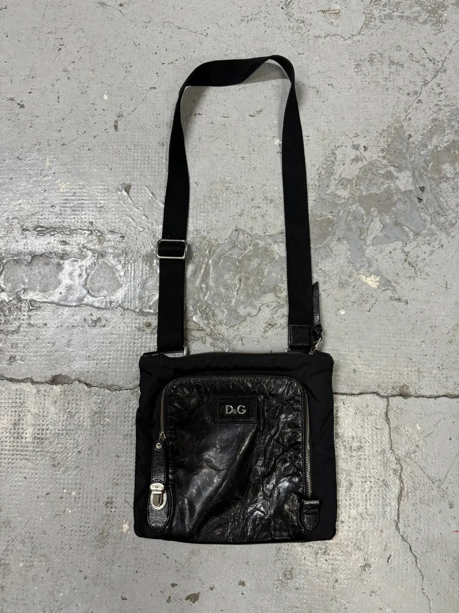 2000s Dolce & Gabbana Alan Zip Lock Black Leather Shoulder Bag dQdgXts 0