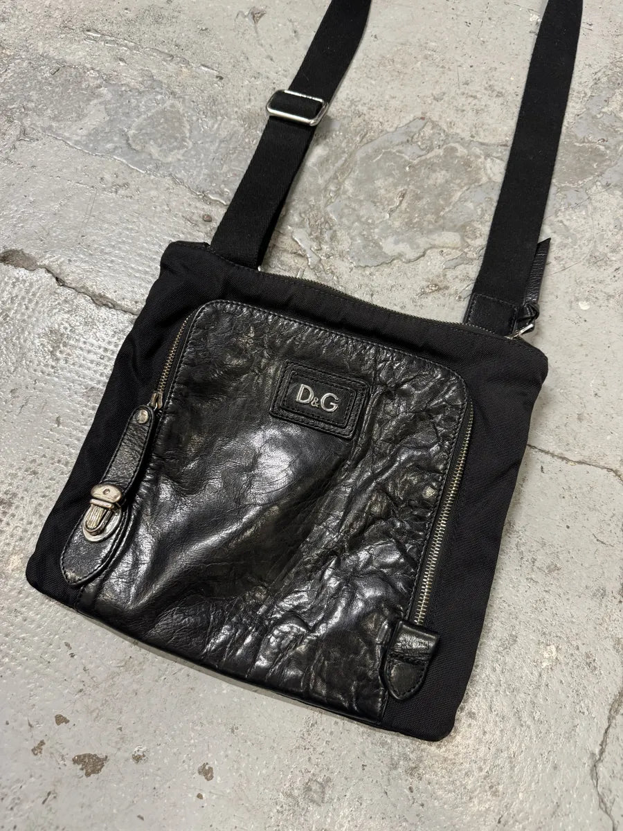 2000s Dolce & Gabbana Alan Zip Lock Black Leather Shoulder Bag dQdgXts 3