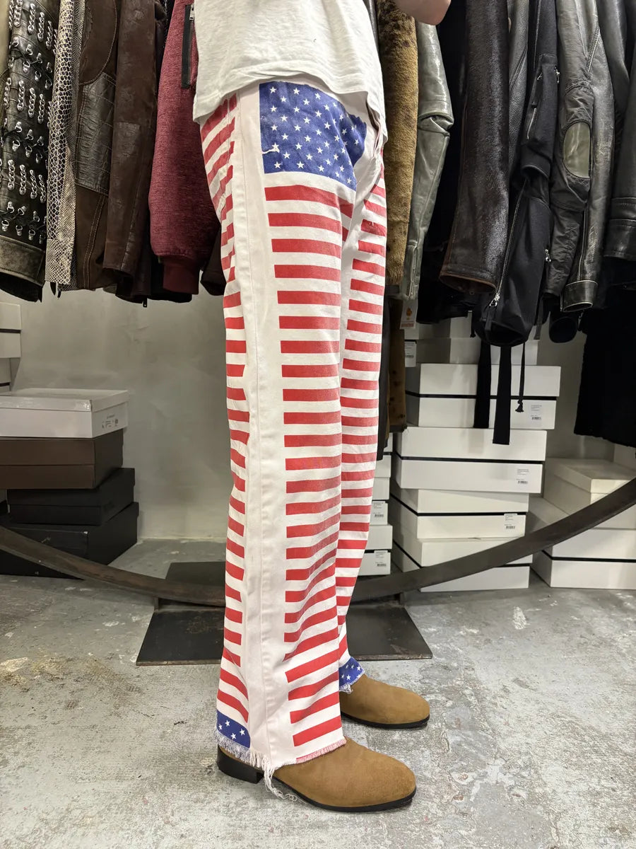 2000s Dolce & Gabbana American Flag White Denim Jeans eQTrsno 1