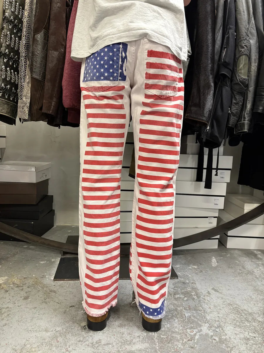 2000s Dolce & Gabbana American Flag White Denim Jeans eQTrsno 2