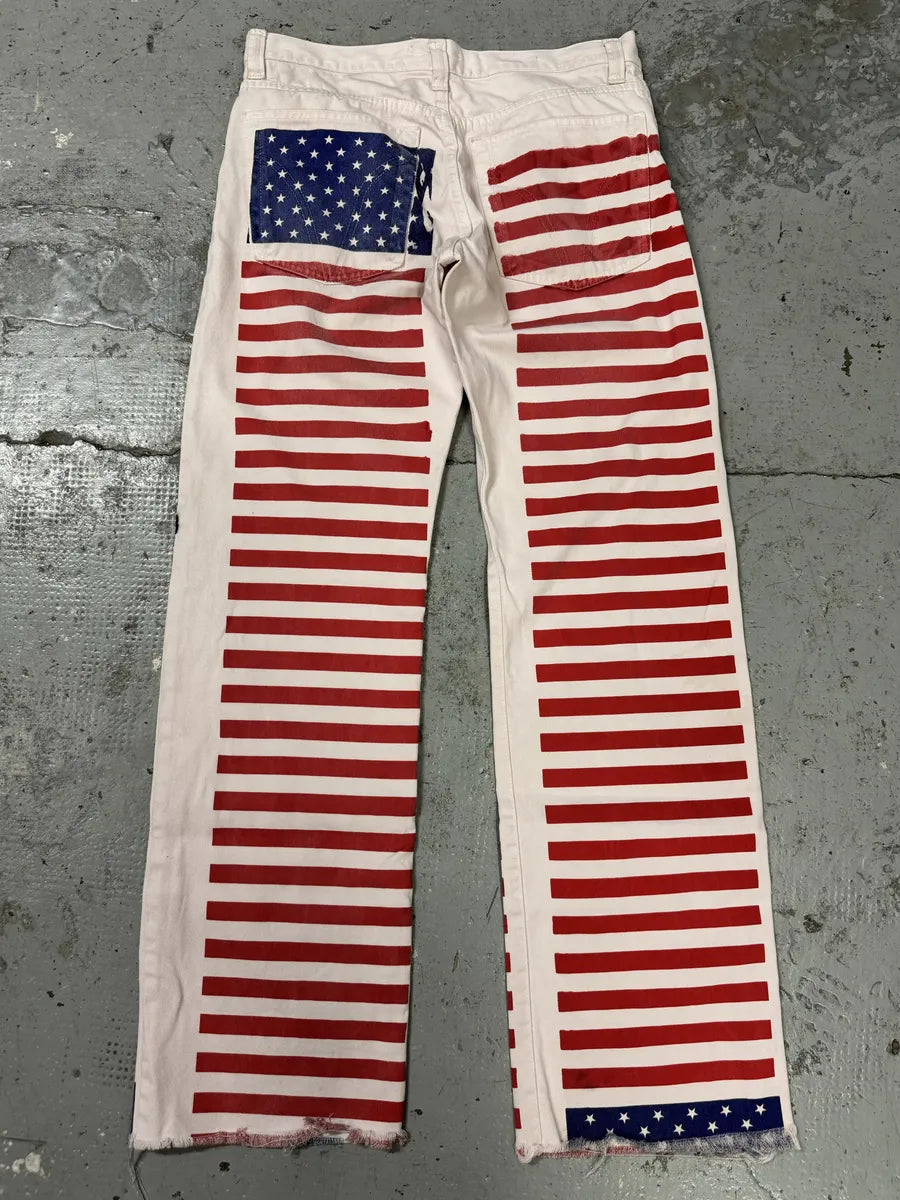 2000s Dolce & Gabbana American Flag White Denim Jeans eQTrsno 4