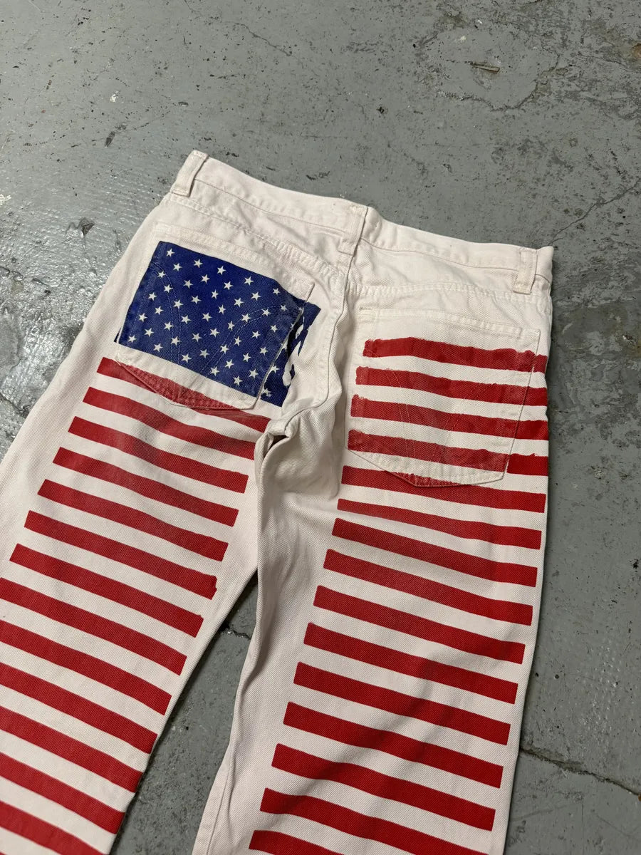 2000s Dolce & Gabbana American Flag White Denim Jeans eQTrsno 5
