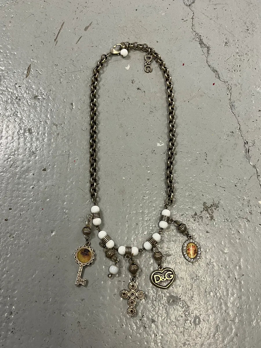 2000s Dolce & Gabbana Ancient Cross Keys & Portrait Necklace kUKdqom 0