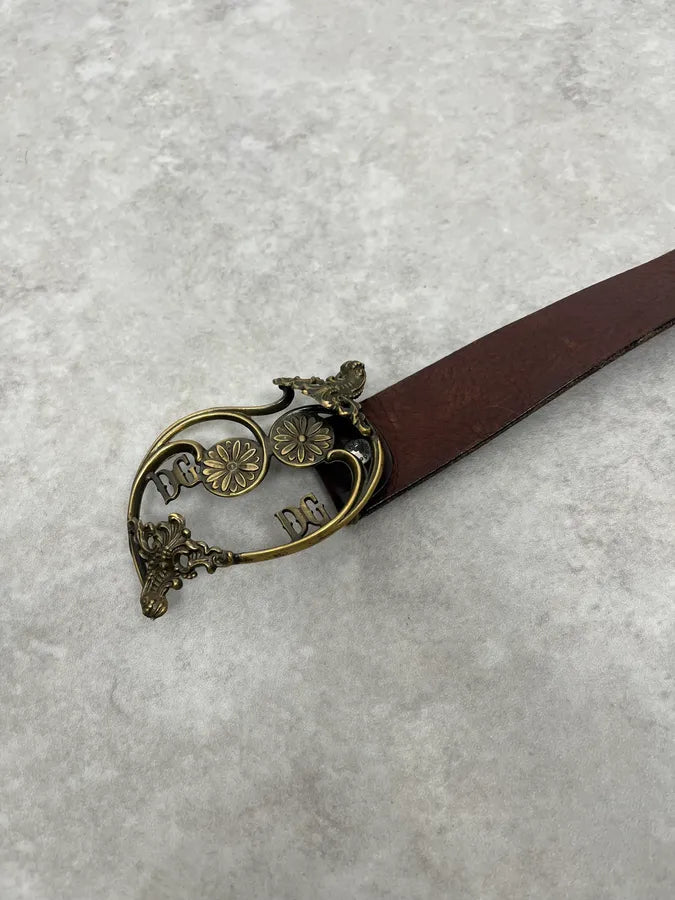 2000s Dolce & Gabbana Antique Brown Leather Belt FlxQqjb 4