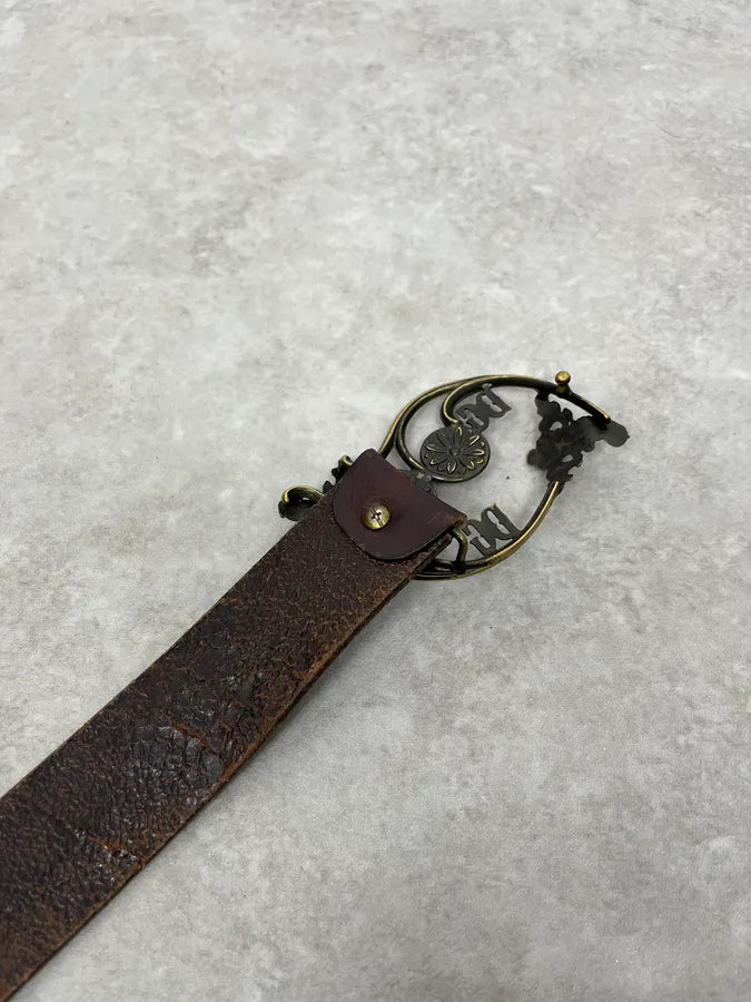2000s Dolce & Gabbana Antique Brown Leather Belt FlxQqjb 6