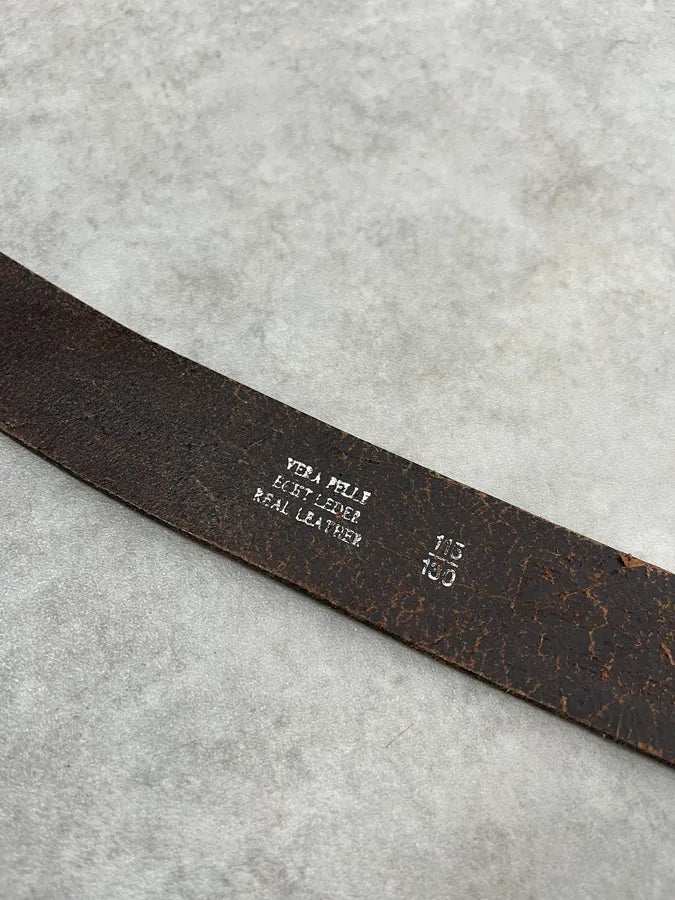 2000s Dolce & Gabbana Antique Brown Leather Belt FlxQqjb 7