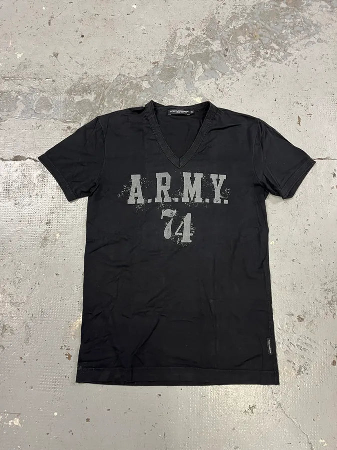 2000s Dolce & Gabbana Army 74 Black T-Shirt nDGIHtN 0