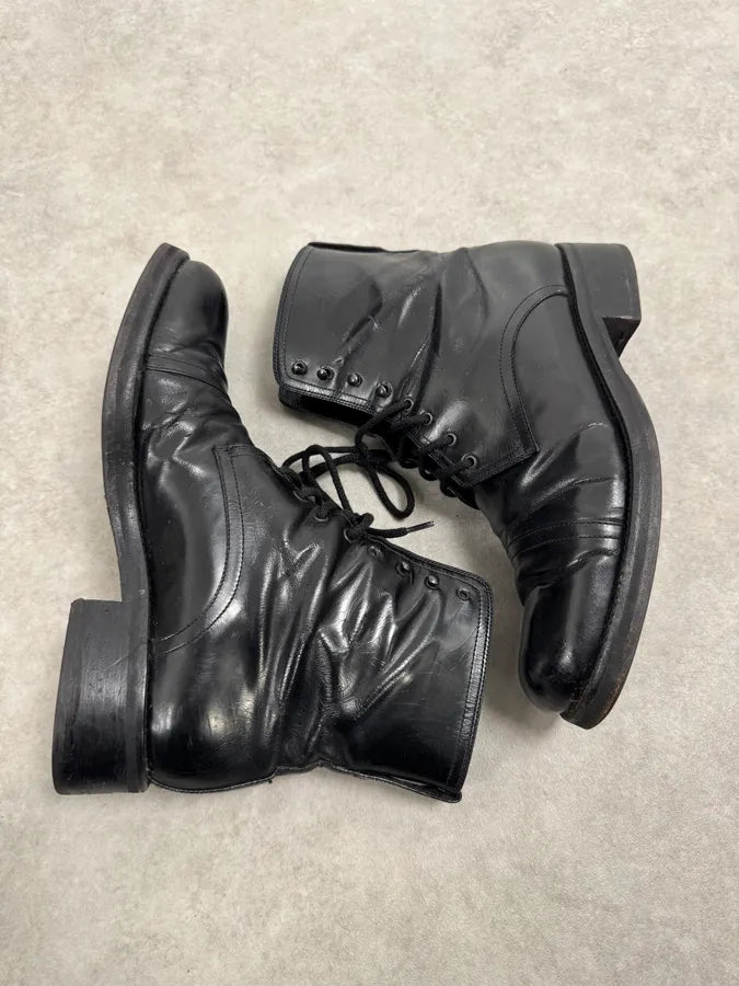 2000s Dolce & Gabbana Army Black Leather Lace-Up Boots PrasBIx 1