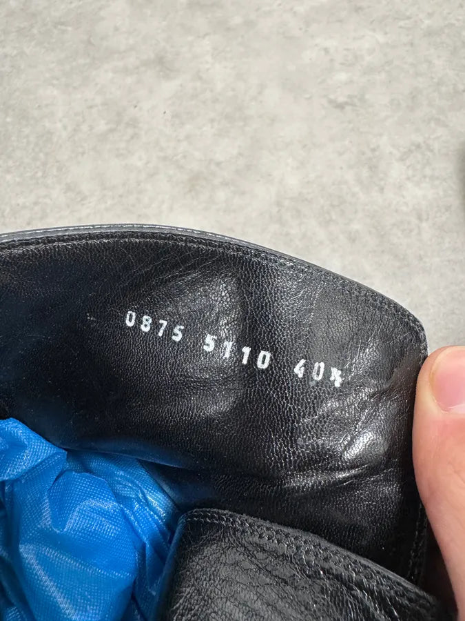 2000s Dolce & Gabbana Army Black Leather Lace-Up Boots PrasBIx 4