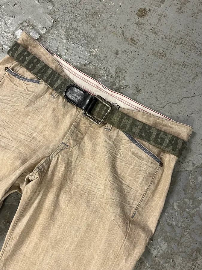 2000s Dolce & Gabbana Army Green Canva Belt eLFMLnR 0