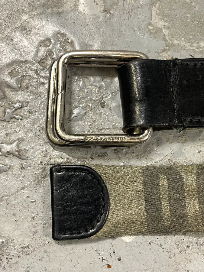 2000s Dolce & Gabbana Army Green Canva Belt eLFMLnR 6