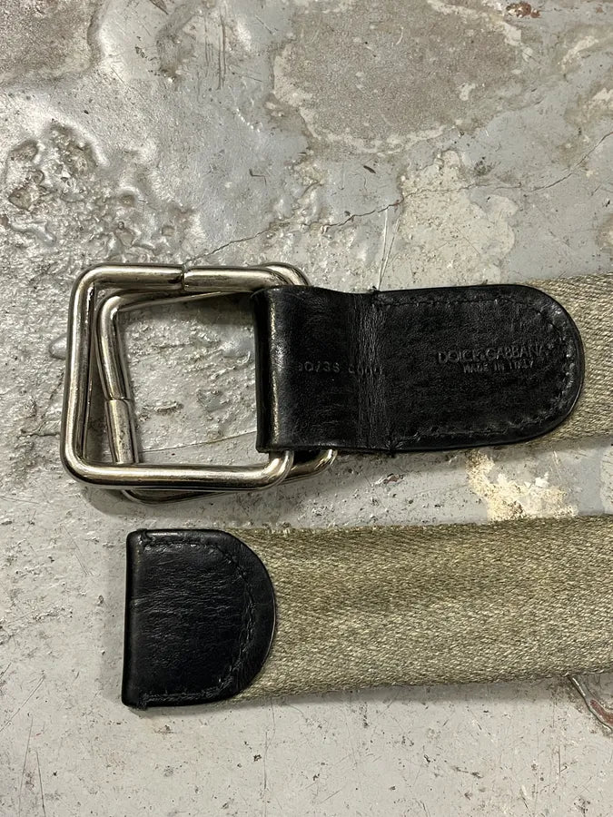 2000s Dolce & Gabbana Army Green Canva Belt eLFMLnR 5