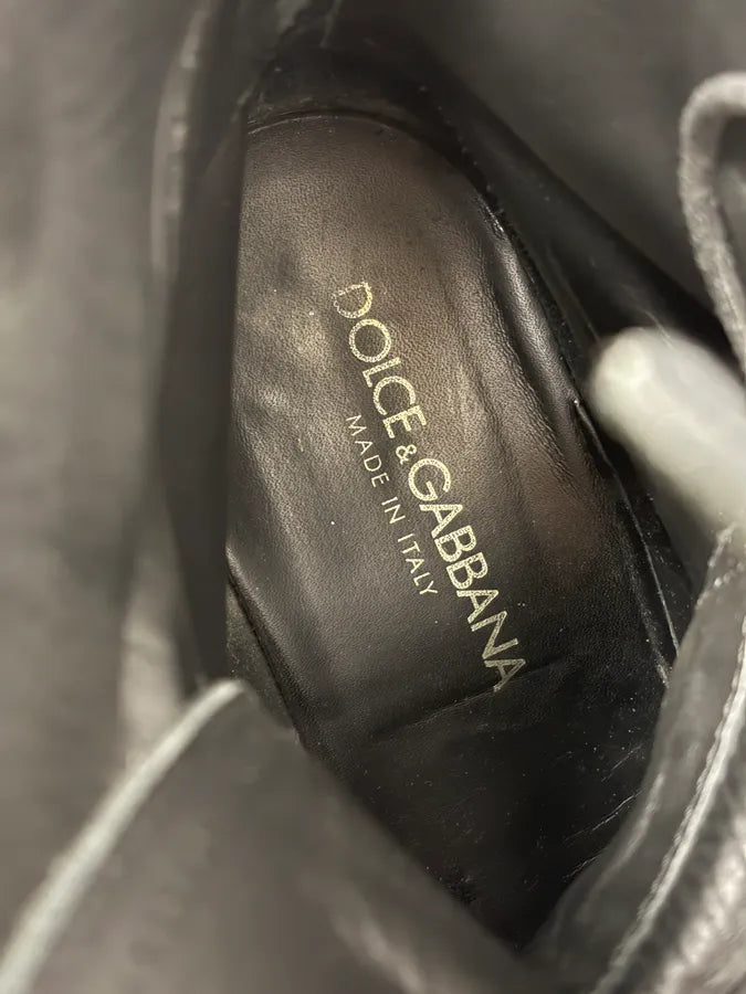 2000s Dolce & Gabbana Army Lace-Up Black Leather Boots udbQnqb 9