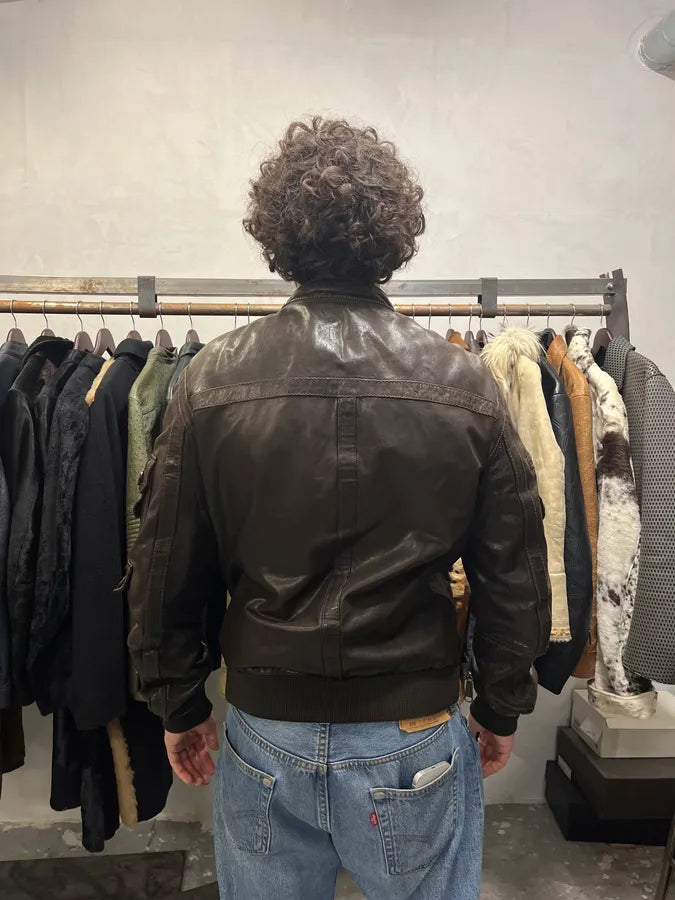 2000s Dolce & Gabbana Army Multi-Pocket Brown Leather Jacket ReSAeAl 8