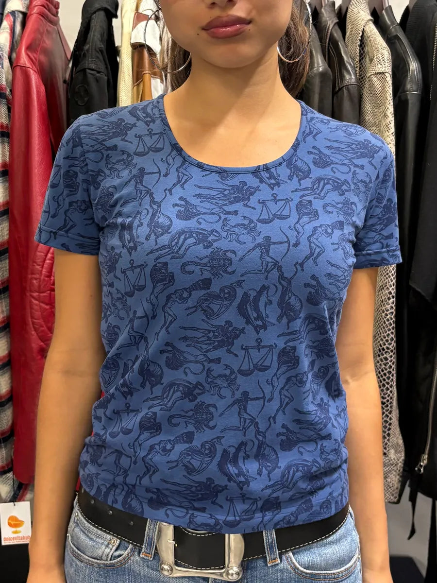 2000s Dolce & Gabbana Astrology Ancient Blue T-Shirt VGkrOpE 1