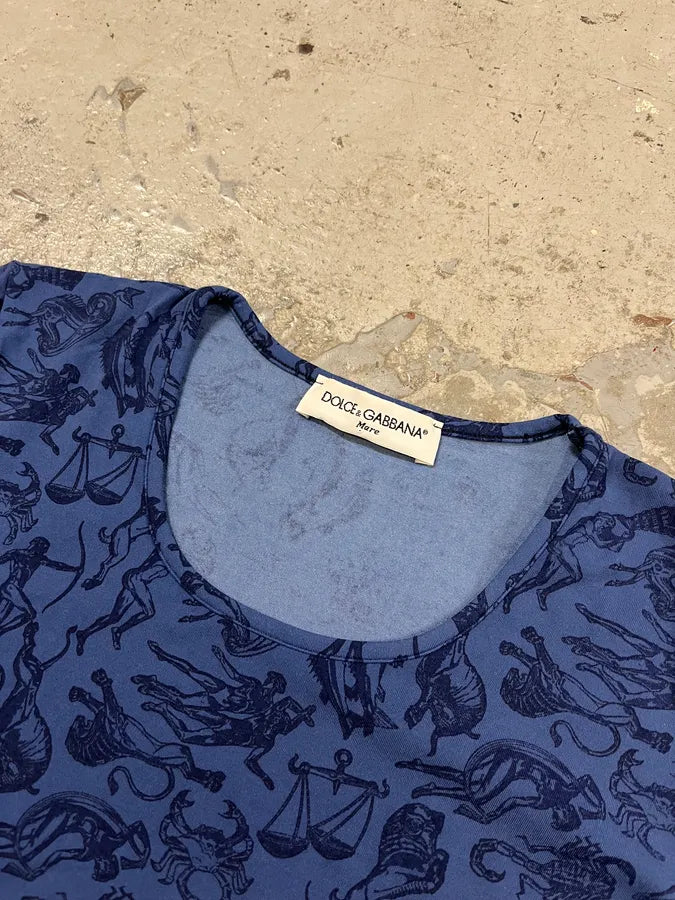 2000s Dolce & Gabbana Astrology Ancient Blue T-Shirt VGkrOpE 3