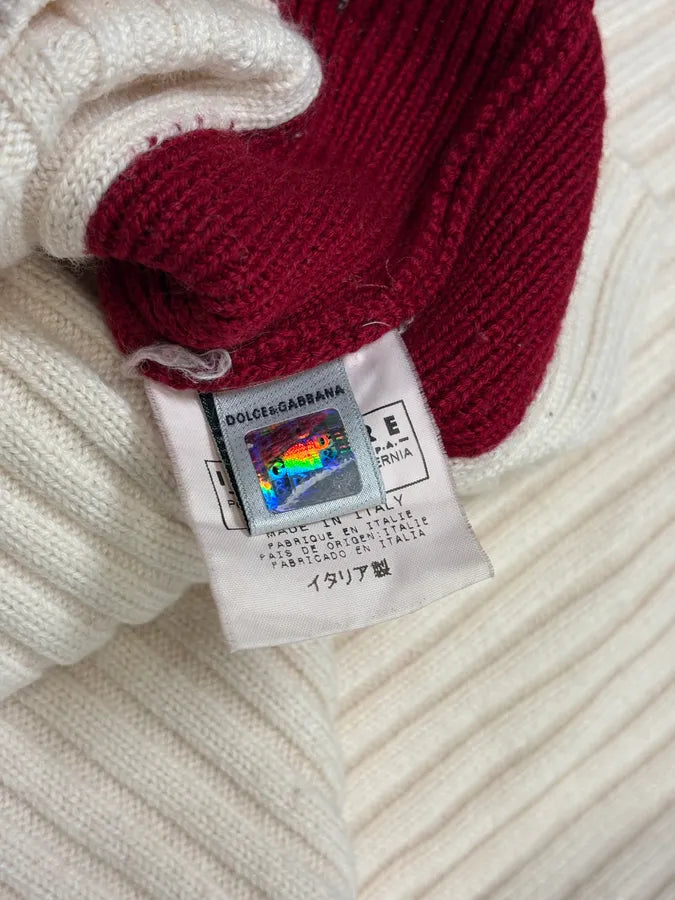 2000s Dolce & Gabbana Avant Garde Red & White Turtleneck Sweater MshCsrl 9