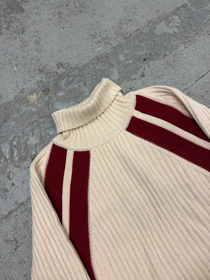 2000s Dolce & Gabbana Avant Garde Red & White Turtleneck Sweater MshCsrl 4