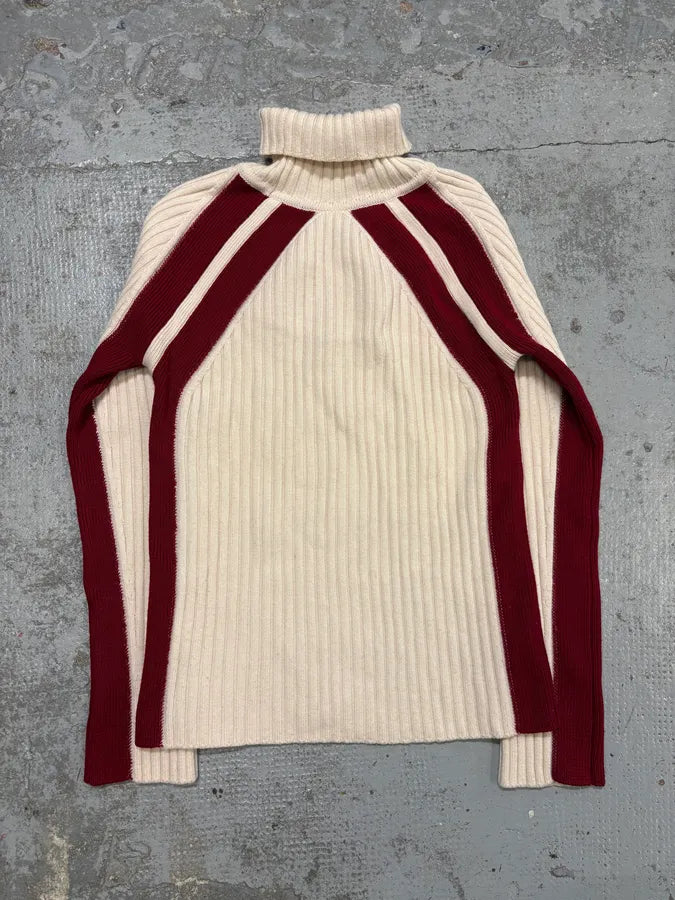 2000s Dolce & Gabbana Avant Garde Red & White Turtleneck Sweater MshCsrl 5