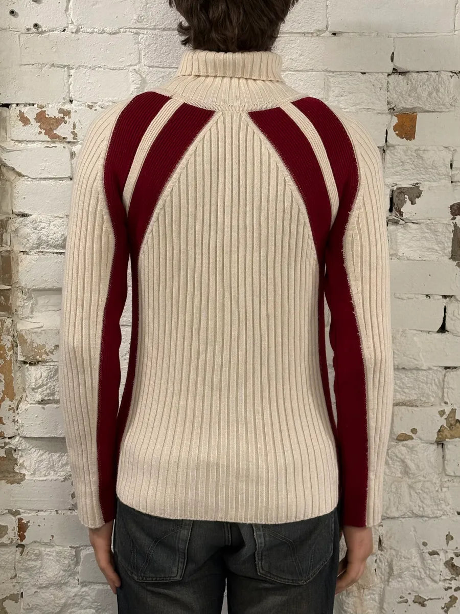 2000s Dolce & Gabbana Avant Garde Red & White Turtleneck Sweater MshCsrl 2